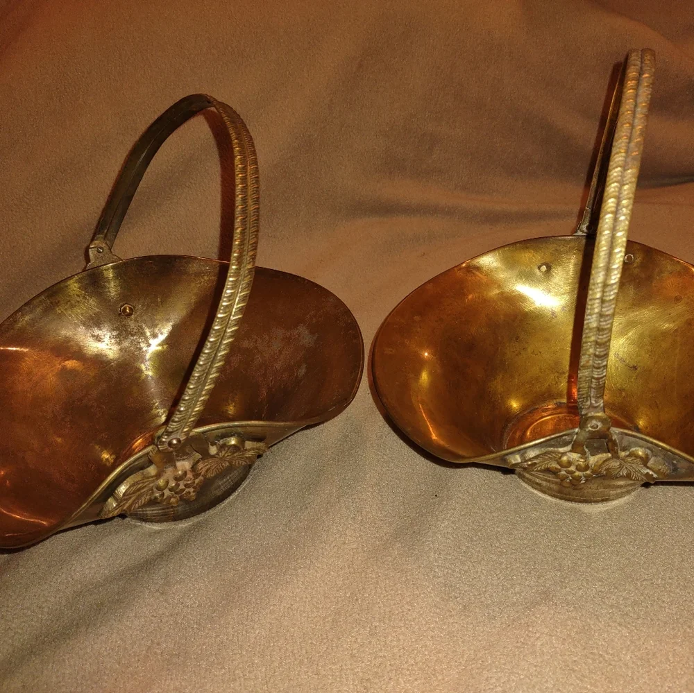 Vintage Brass Gathering Baskets (Set of 2)